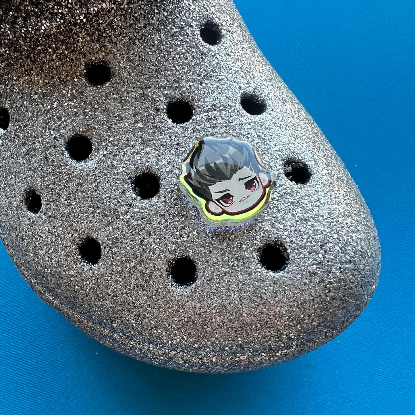 Blue Soccer Holographic Croc Charms