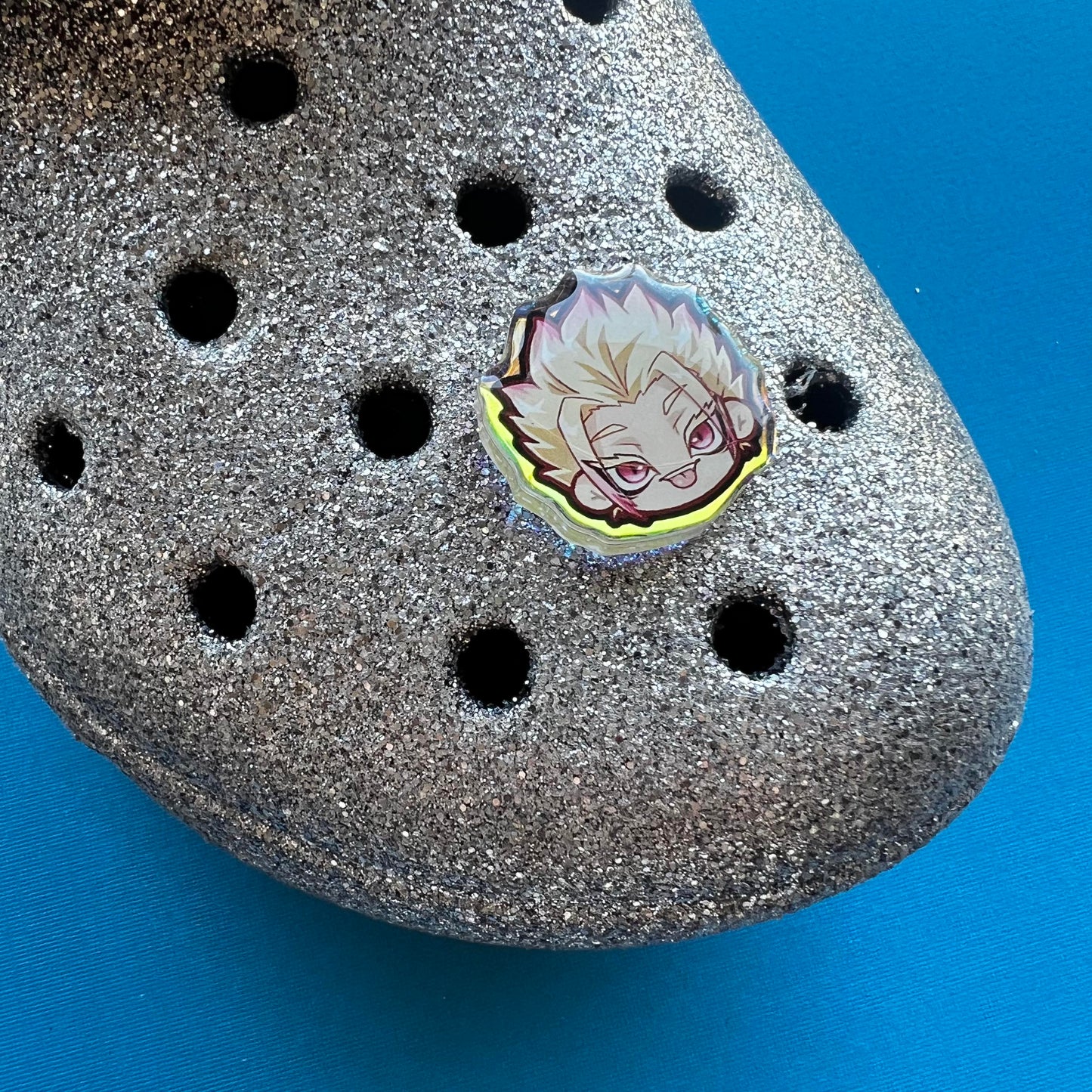 Blue Soccer Holographic Croc Charms