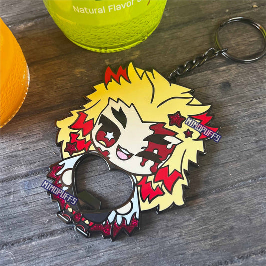 Flame Pillar Bottle Opener Keychain