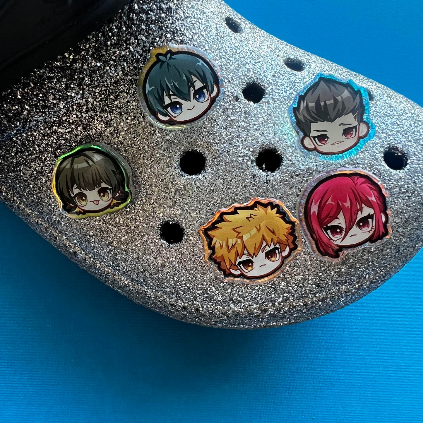 Blue Soccer Holographic Croc Charms