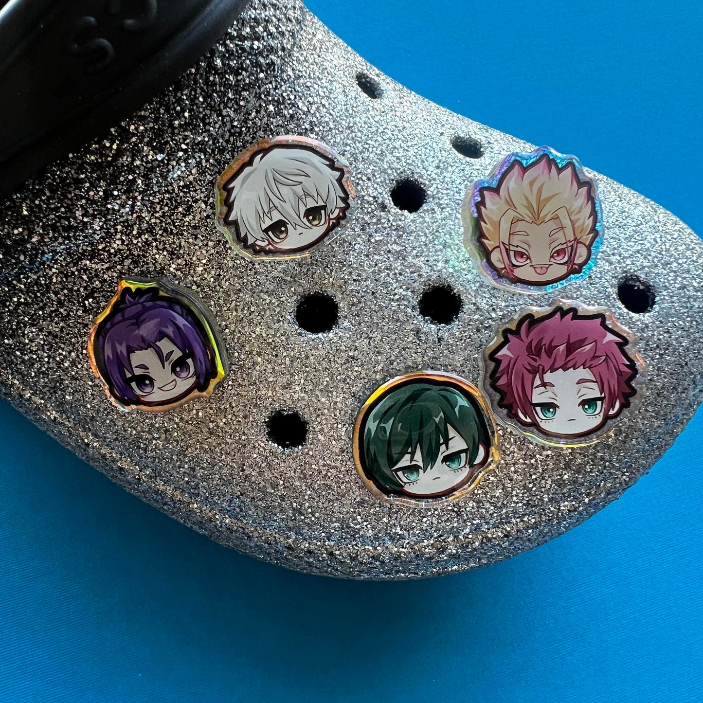 Blue Soccer Holographic Croc Charms