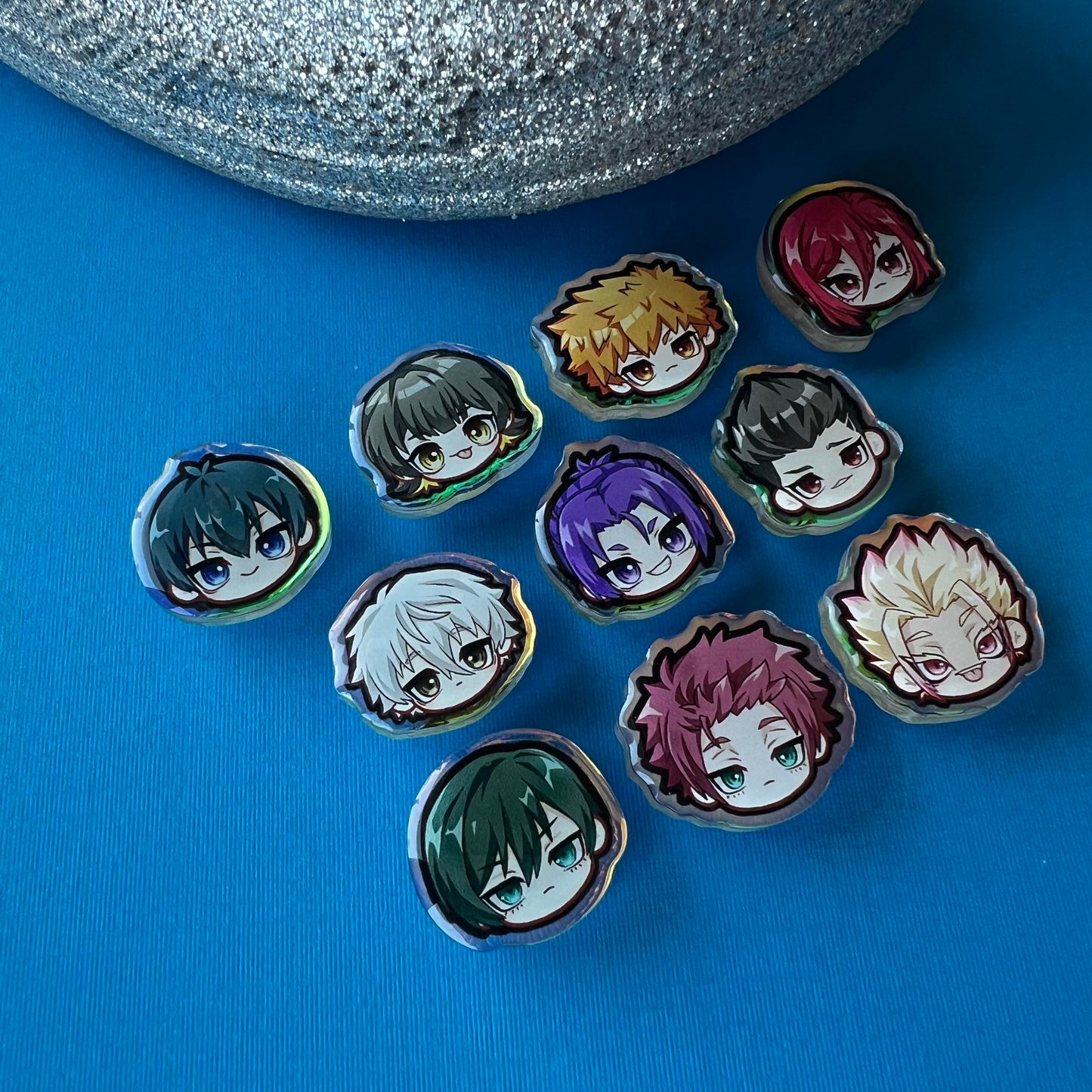 Blue Soccer Holographic Croc Charms