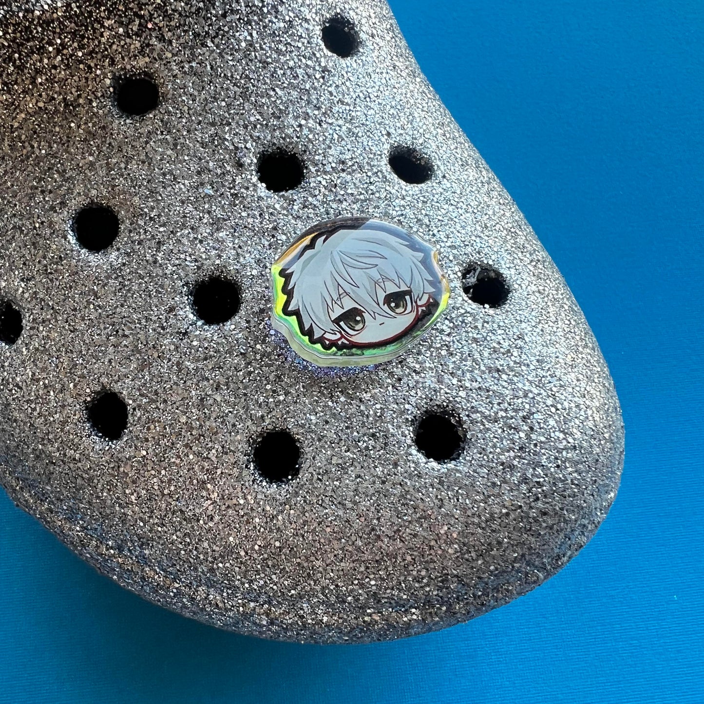 Blue Soccer Holographic Croc Charms