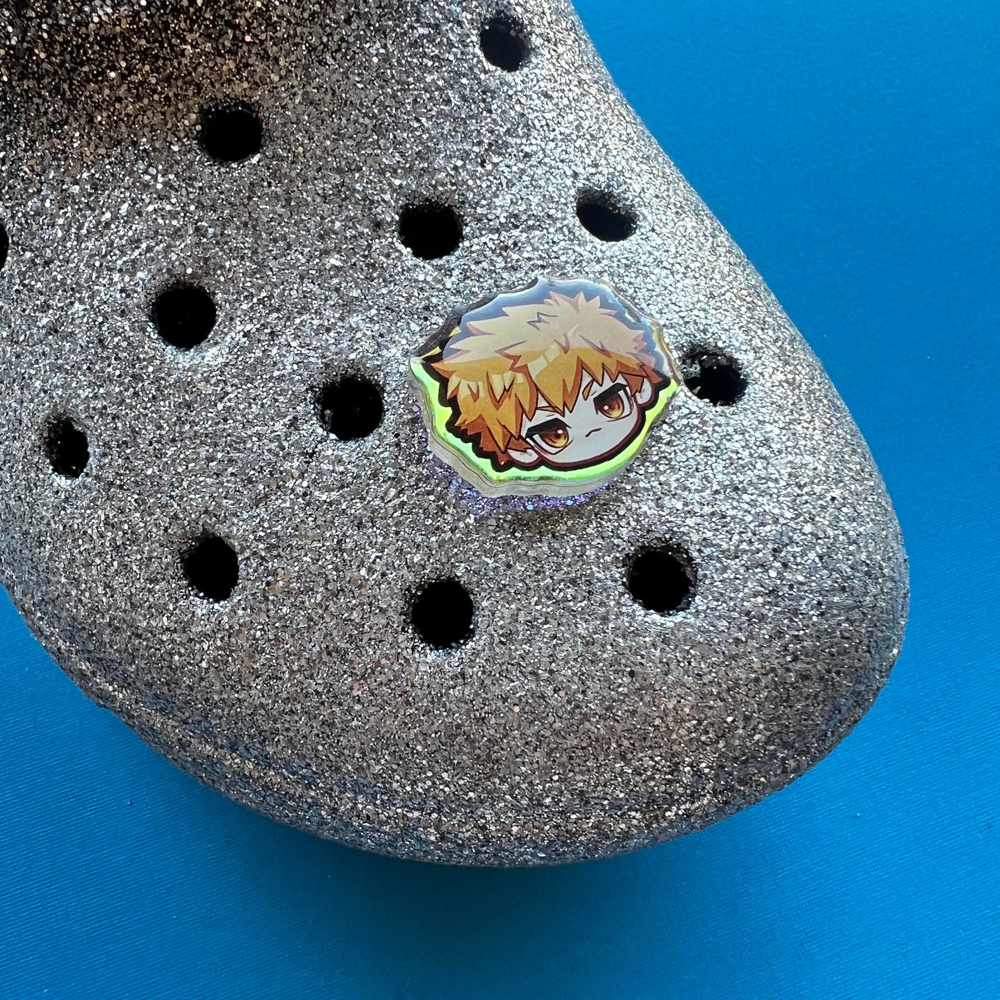 Blue Soccer Holographic Croc Charms