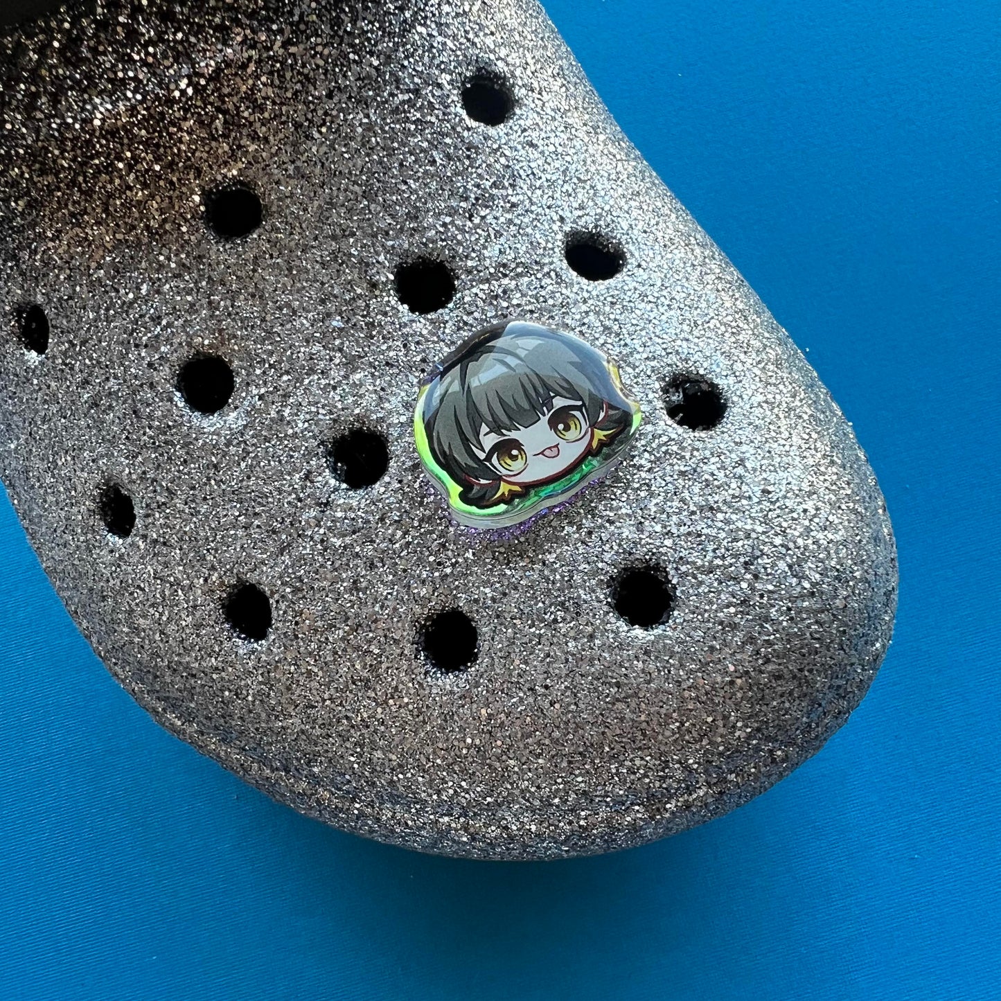 Blue Soccer Holographic Croc Charms