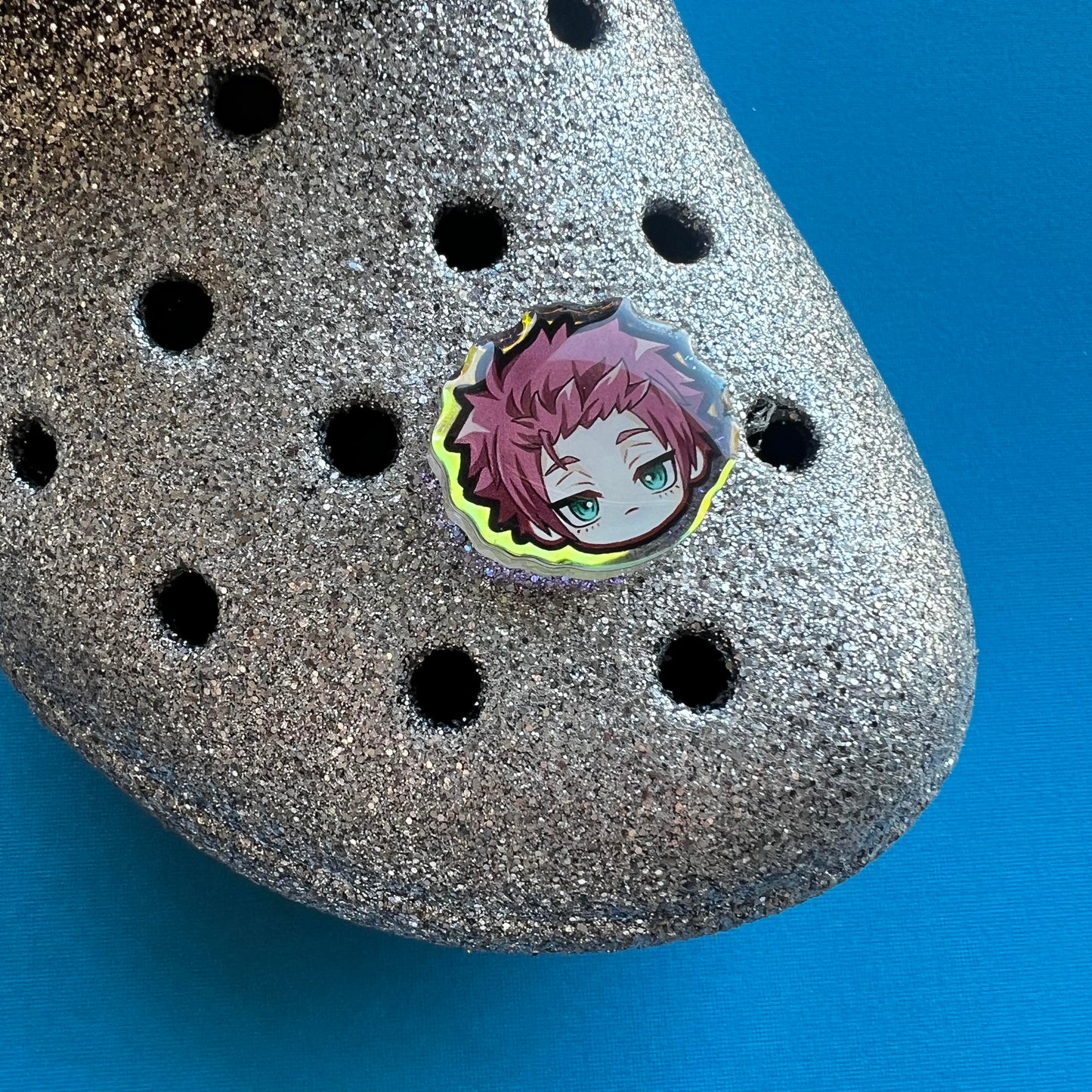 Blue Soccer Holographic Croc Charms