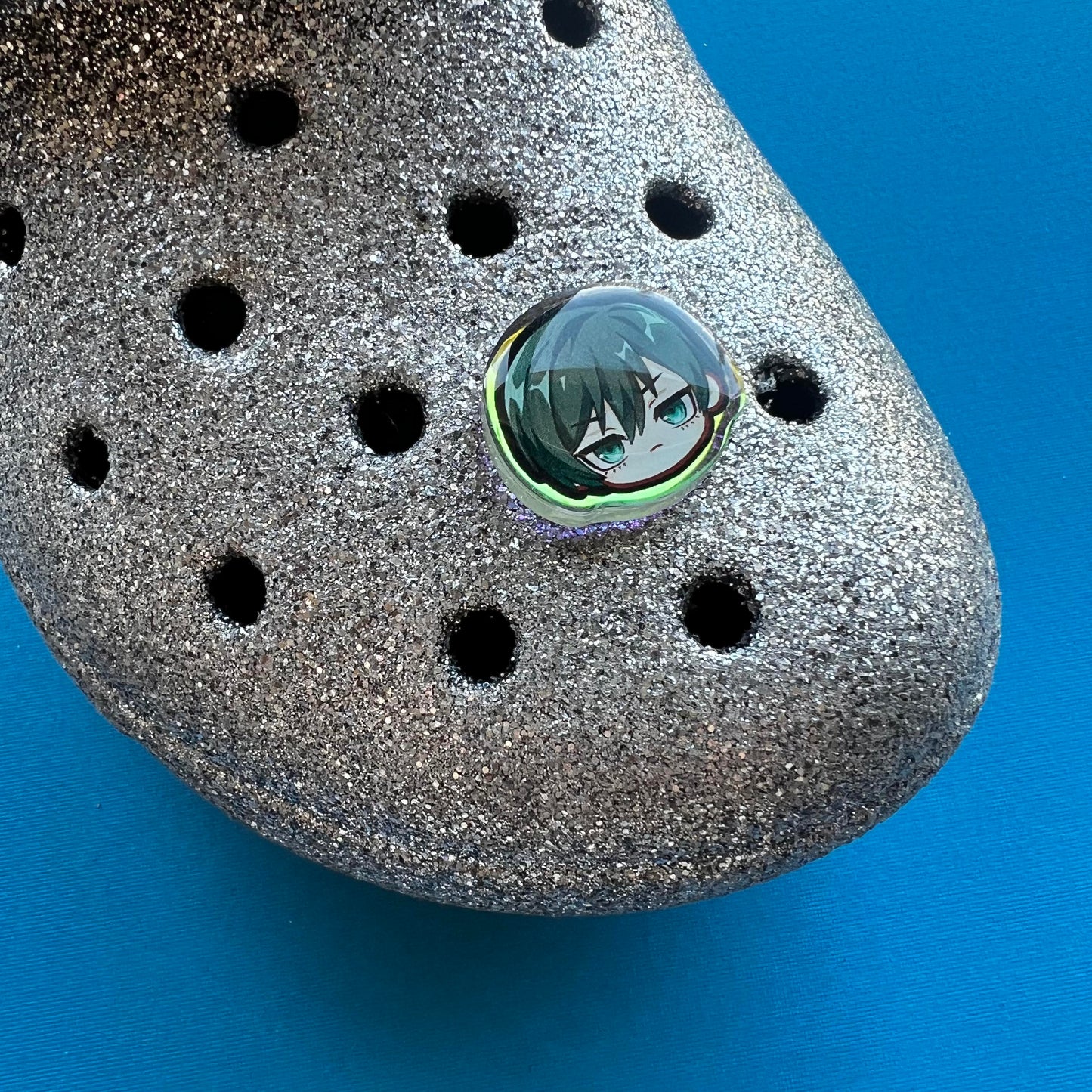 Blue Soccer Holographic Croc Charms