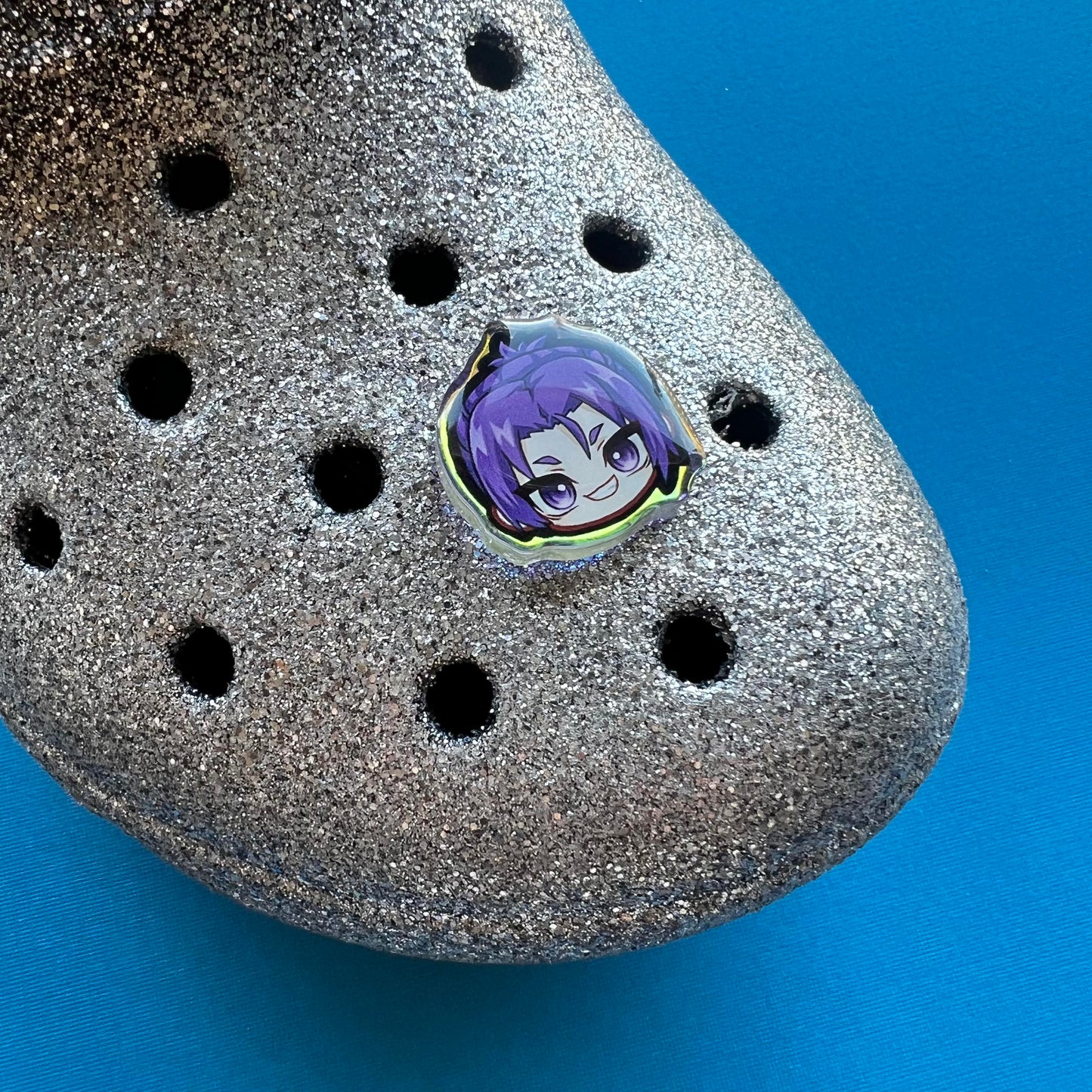 Blue Soccer Holographic Croc Charms