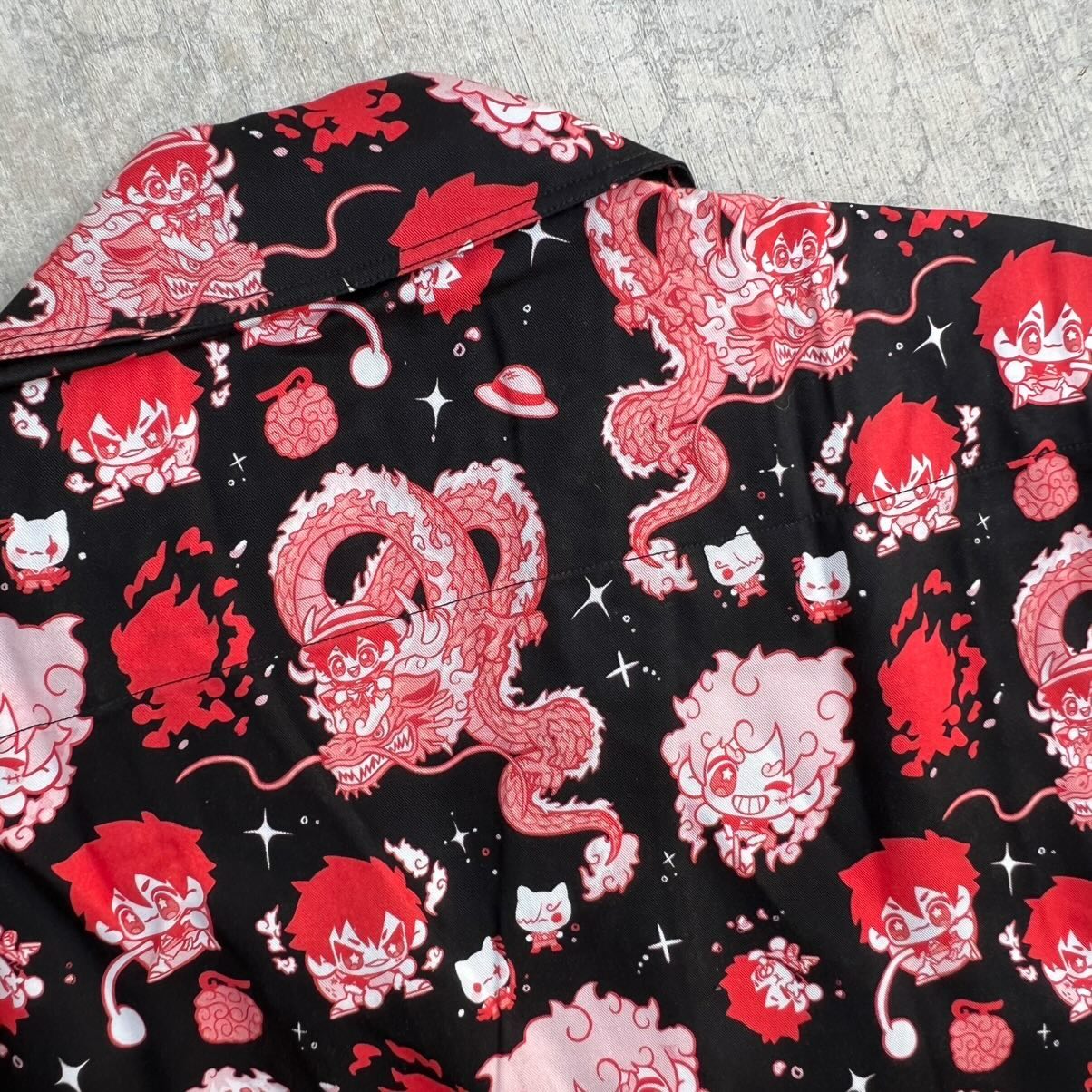 O P Red Button Up Shirt