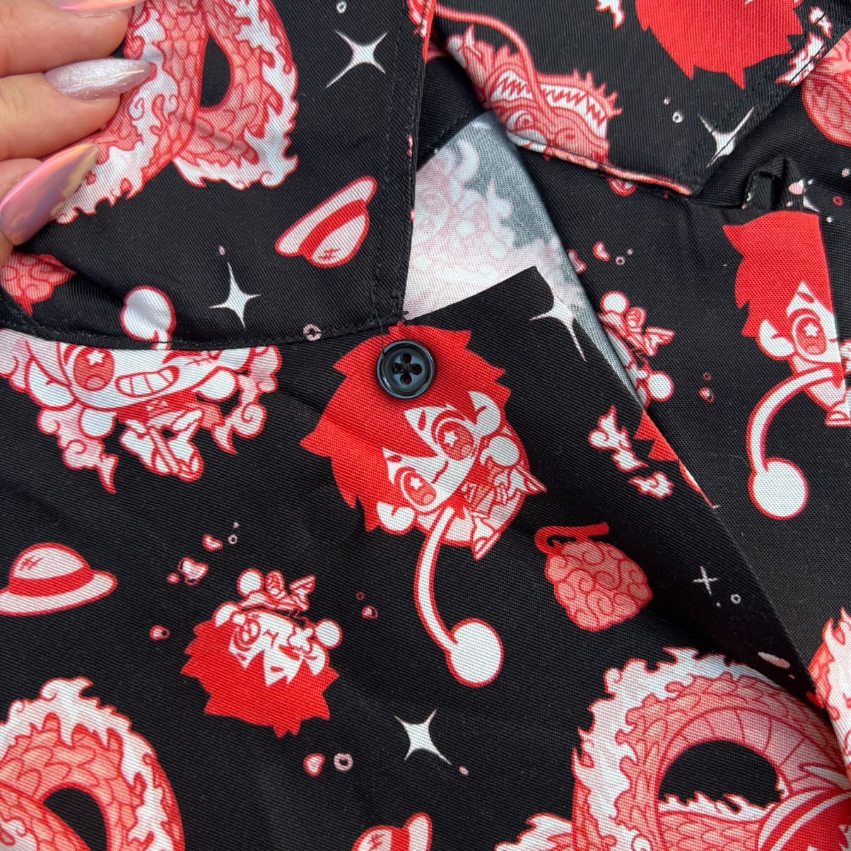 O P Red Button Up Shirt